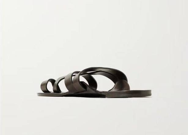 The Row  Kris Leather Sandals in Espresso Brown 41 With Box Womens Slides