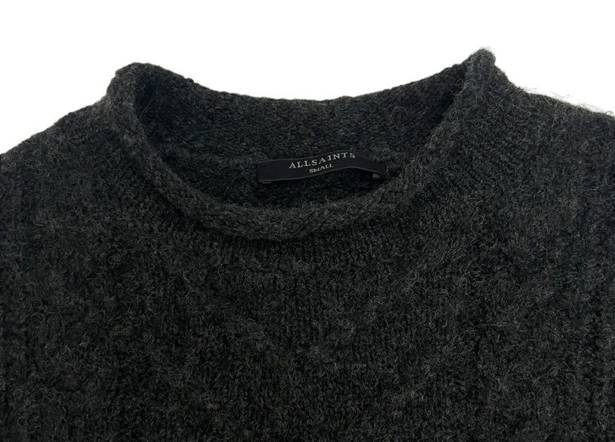 ALLSAINTS  Kalk Gray Layered-Look Sweater Cropped Cable Knit Women’s Size S