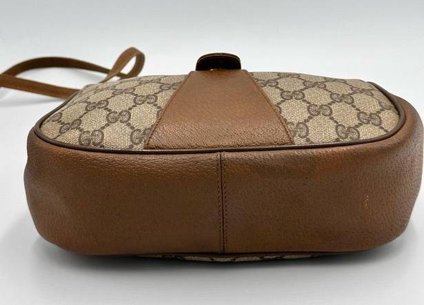 Gucci  Brown/Beige GG Supreme Canvas and Leather Vintage Web Shoulder Bag