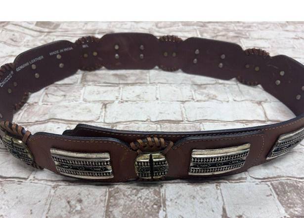 Chico's  Boho Western Medallion Leather Hippie/Cowgirl  Belt M/Large Adjustable