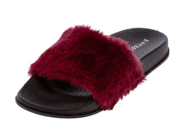 Bamboo Faux Fur Slides