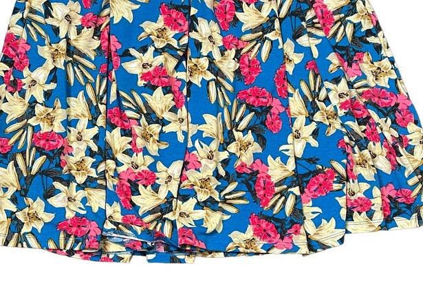 LuLaRoe  Womens Madison Flare Skirt Size Small Multi Color Floral Pattern Stretch