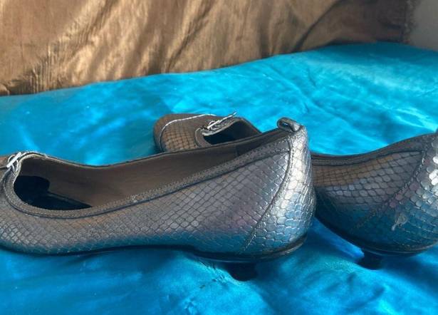 Kate Spade  metallic silver ballet slippers w/heel