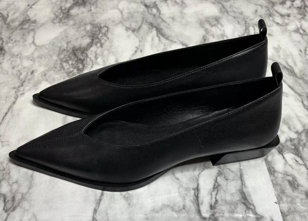 Massimo Dutti  WELT BALLET FLATS LIMITED EDITION leather black size 8 pointed toe