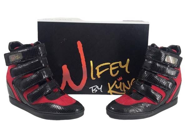 Krass&co WIFEY RED WEDGE SNEAKER By Kyng Brand . WOMENS SIZE 9 CUSTOM CRAFTED $225