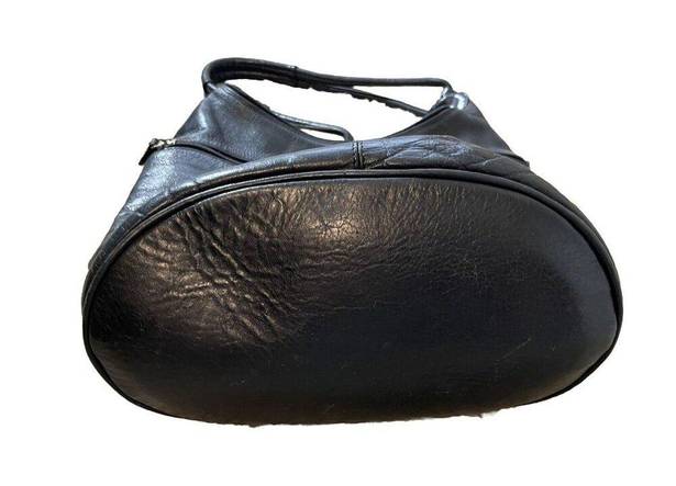 Butter Soft Vintage Purse Black  Leather Bucket Shoulder Bag Multi Pocket Zipper