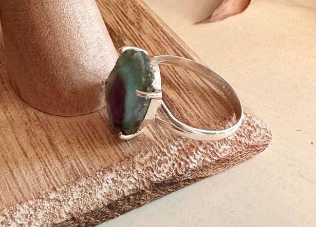 Ruby Natural  Zoisite Slice Sterling Silver Ring