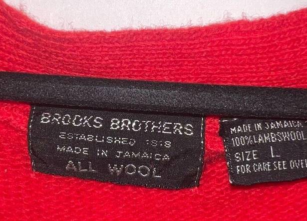 Brooks Brothers  Womens 100% Wool V-Neck Button Up Cable Knit Sweater Vest Red L