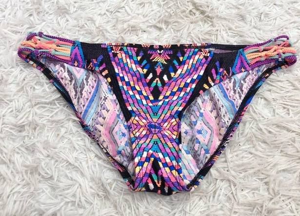 Body Glove  Ruby low rise multi strap Aztec bikini bottom Pink black size medium