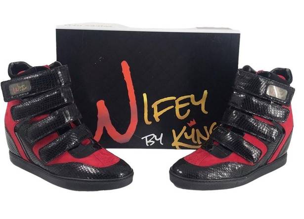 Krass&co WIFEY RED WEDGE SNEAKER By Kyng Brand . WOMENS SIZE 9 CUSTOM CRAFTED $225