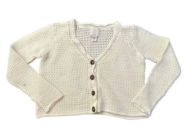 Joie  white knit cropped cotton cardigan sweater size S