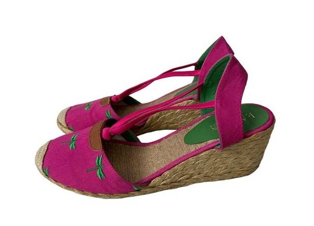 Ralph Lauren LAUREN  Cala Pink Dragonfly Espadrille Wedges Sz 9.5