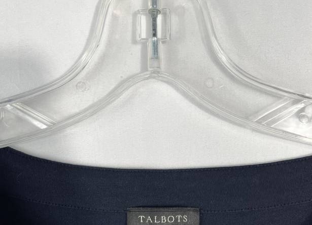 Talbots Navy Blue White Embroidered Short Sleeve Shift Dress Small S Preppy