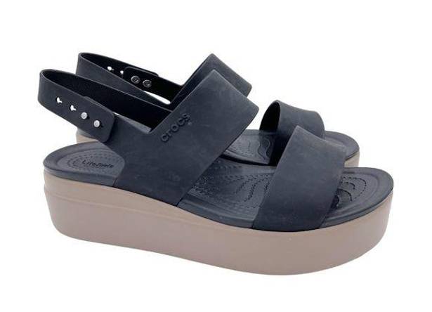 Crocs Brooklyn Low Wedge Platform Sandals in Black Mushroom