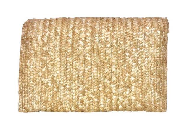 Shiraleah Fortuna Wheat/Cream Straw Raffia Envelope Pom Pom Clutch Bag