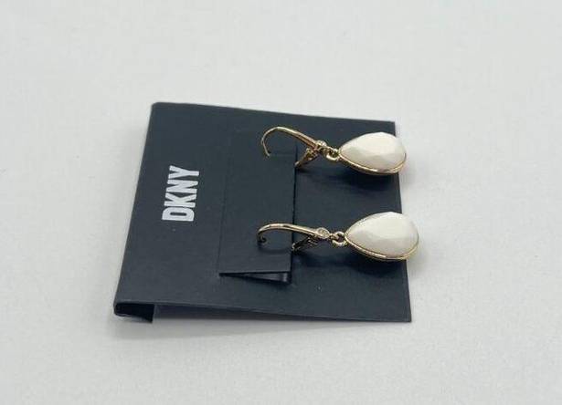 DKNY  Pave & Tear-Shape Stone Drop Earrings in Gold/White MSRP $32 NWT