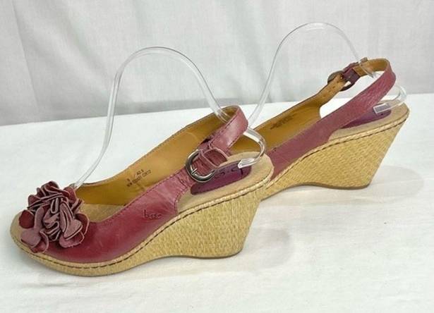 Born concept BORN Mauve Pink Wedge Sandals Open Toe Flower Woven Sz 9 B.O.C. 