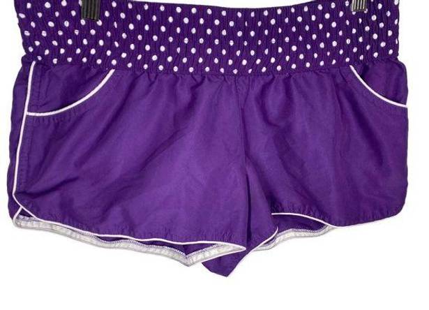 Xhilaration Athletic Polka Dot Running Shorts With Pockets Purple White Sz Large