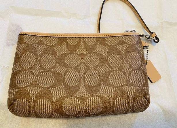 Coach Large  Wristlet Brown and Red with Signature Logo