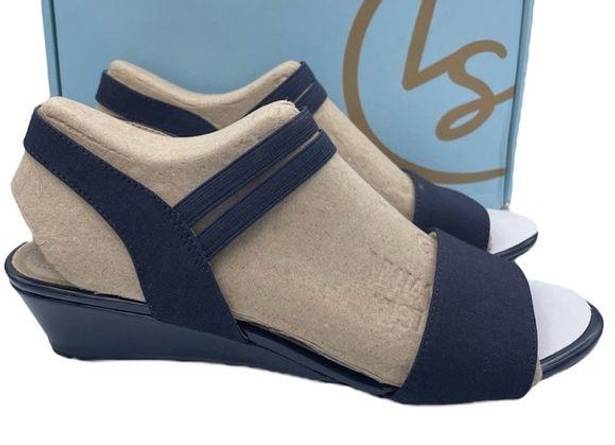 Life Stride wedge sandals navy blue women Size 7 1/2M