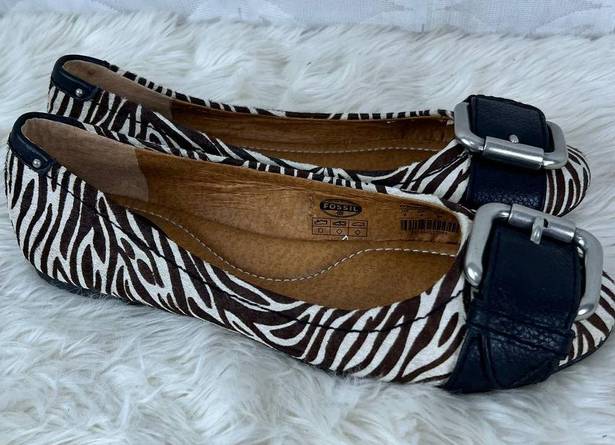 Fossil 5 for $25|  Maddox Calf Hair Animal Print Ballet Flats Size 6