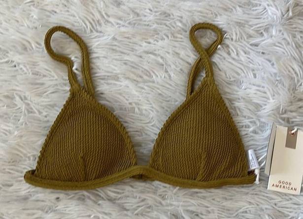 Good American  Women’s Always fits Triangle bikini top in dirty olive001 size 1