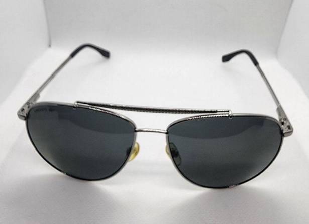 Lacoste  Polarized Silver & Black Aviator Sunglasses & Case