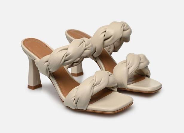 Twisted Flattered x Revolve River  Leather Heeled Sandals in Cream