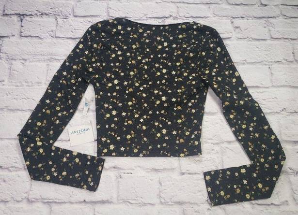 Krass&co Arizona Jean  Jrs Size XS Charcoal Greyyellow Floral Long Sleeve Cropped Top