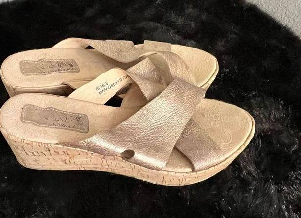 Kork-Ease Korks  Amboy Criss Cross Platform Sandals Slides Womens Shoes 6