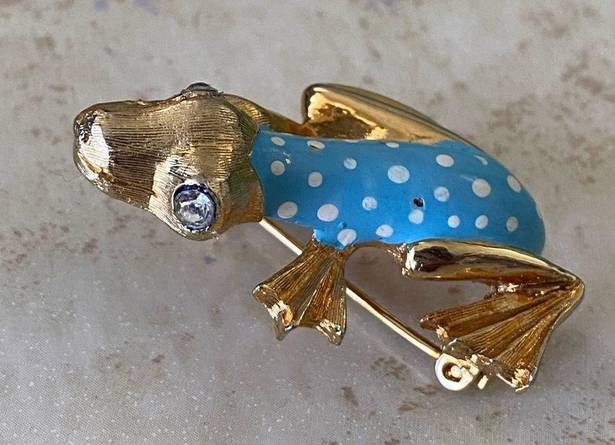 Oleg Cassini Vintage  Small Enamel Frog Brooch