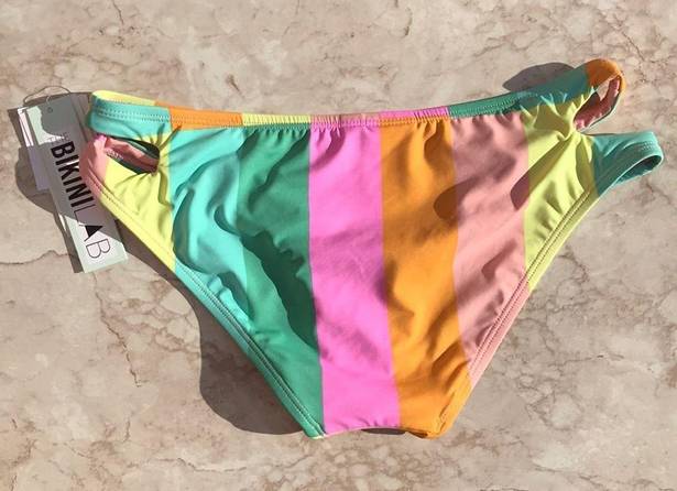 The Bikini Lab Orange and Green  Colorful Striped Swim Bottoms