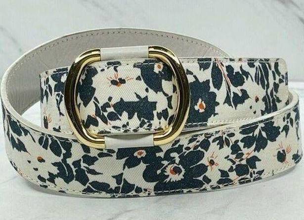 White and Floral Reversible Belt Size XS