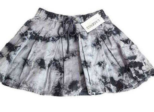 L'Agence  Tie Dye Pleated Mini Gray Skirt XS