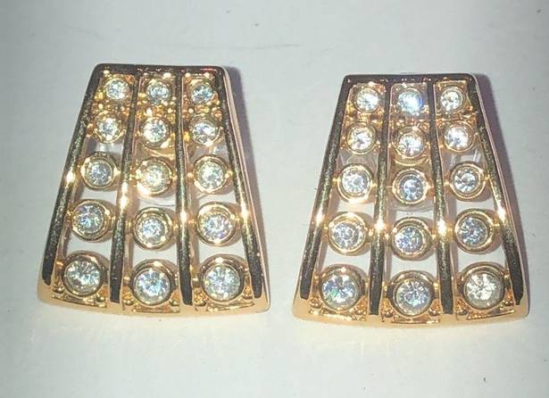 Swavorski Swarovski Signature Vintage Gold Tone CZ Rhinestone Crystal Pierced Earrings