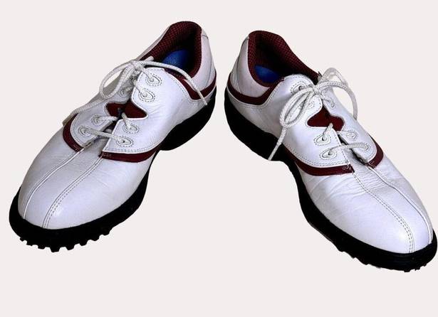 FootJoy  Womens Golf Shoes Cleats Leather White Maroon 8 M bv