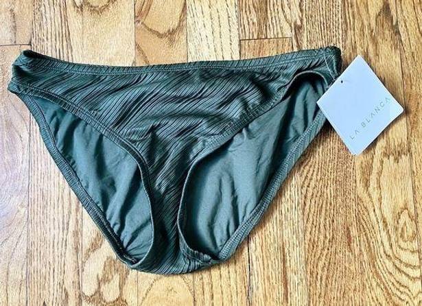 La Blanca NWT  Let’s Duet Hipster Bikini Bottom Olive Green Textured Sz 4