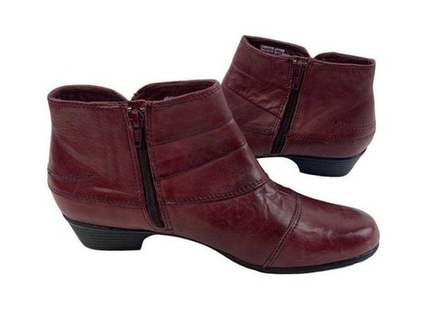 Earth Origins * Pembroke Ankle Comfort Boots Womens 10M Burgundy Zip Casual Booti