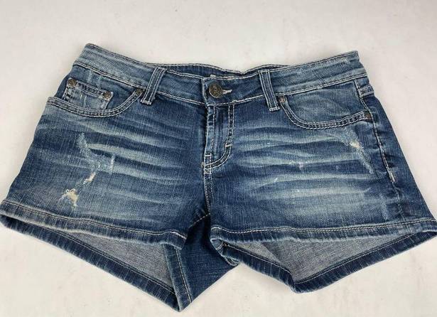 BKE The Buckle  Denim Stella 2 1/2" Denim Distressed Jean Shorts Size 28 Stretch