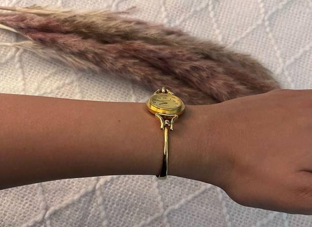 Dainty Vintage Gold Quartz Cuff Watch