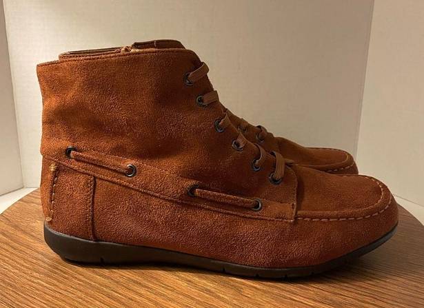 Comfortview  Faux Suede Side Zip Bohemian Rust Ankle Bootie-10