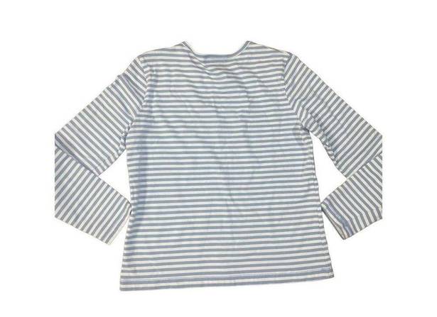 Orvis  light blue & white striped long sleeve blouse sz small