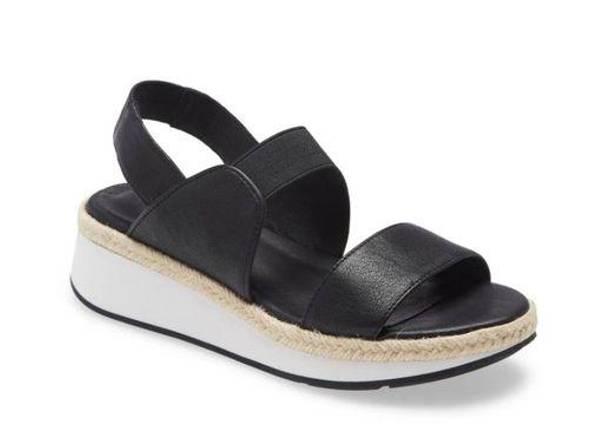 Eileen Fisher  Womens Black 1" Platform Dash Wedge Slip Slingback Sandal 7.5