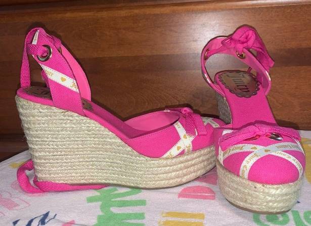 Juicy Couture Malinda Fuchsia Canvas Angel/Gold Ribbon Espadrille New in Box