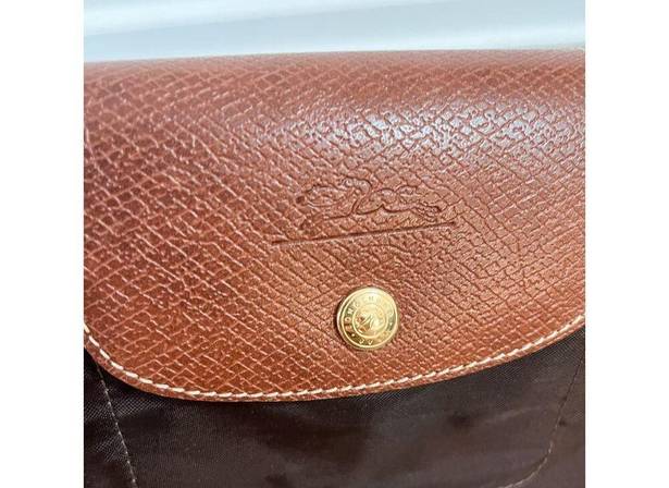 Longchamp  LE PLIAGE Tote Brown Leather & Nylon Purse Shoulder Bag Classic