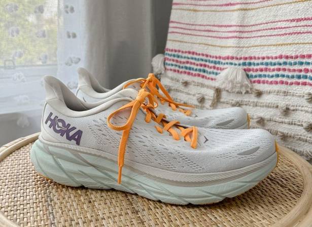 Hoka  One One Clifton 8 Blanc De Blanc White Road-Running Sneakers Size 9.5