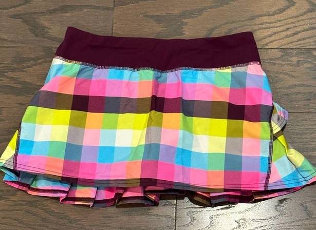 Lululemon  Pace Setter Skirt Vibrant Plum Plaid Sea Check Size 6 RARE!