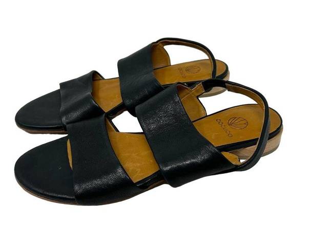 The Cove Coclico Sandal in Black Leather Flats Size 36.5 US 6.5