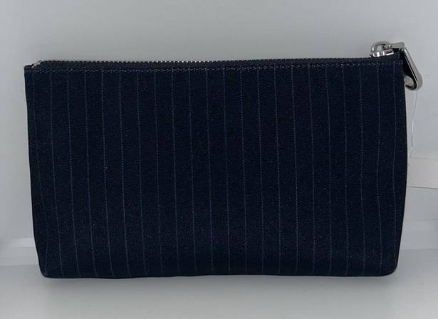 DKNY NWT  Makeup Bag Navy Pinstripe Travel Zip Bag Clutch Pouch