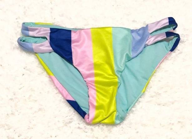 The Bikini Lab 🆕 Bikini Lap Prism Cut Out Hipster stripe  bottom colorful cut out